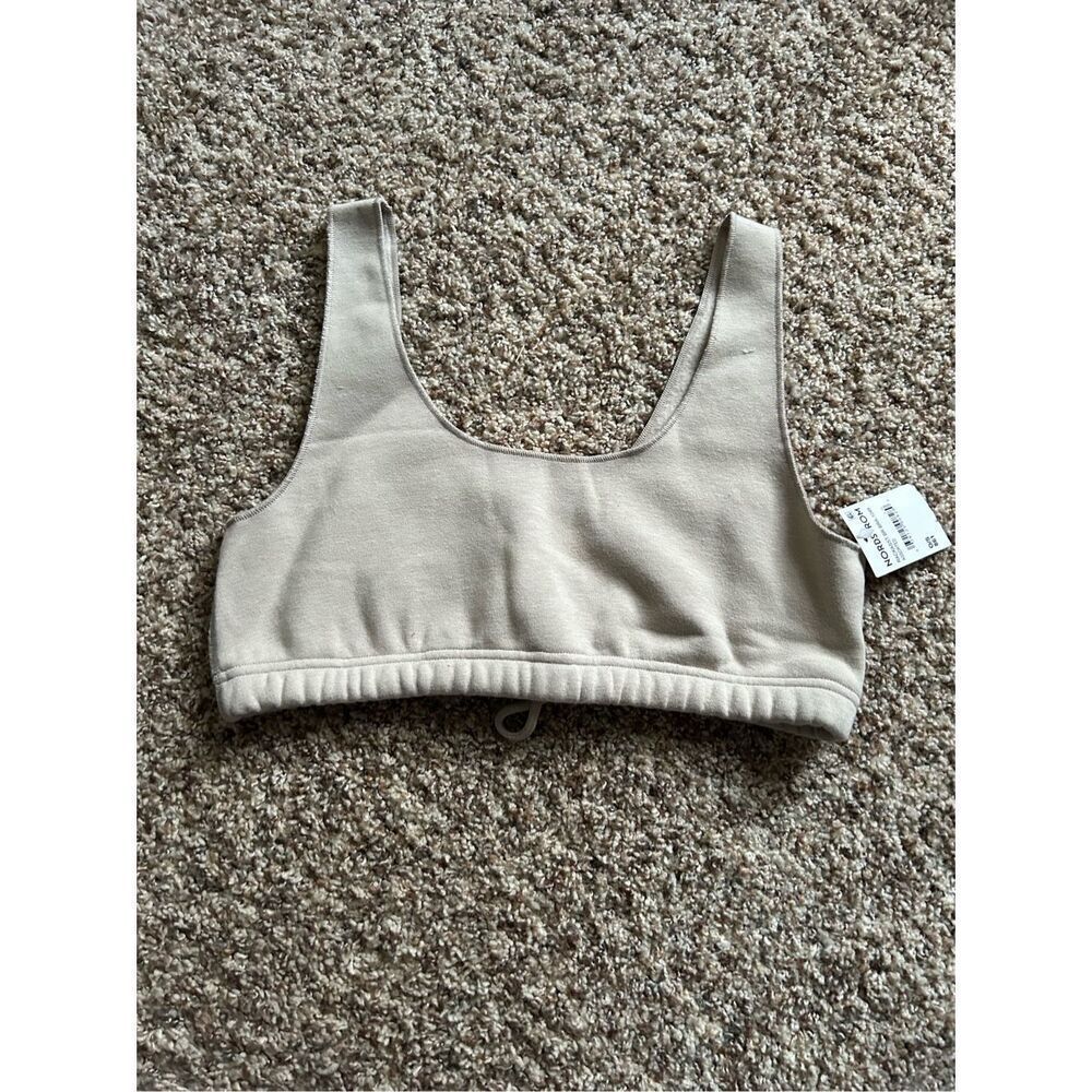 NWT SKIMS Cotton Fleece Bralette Stone 70% Cotton 30% Polyester